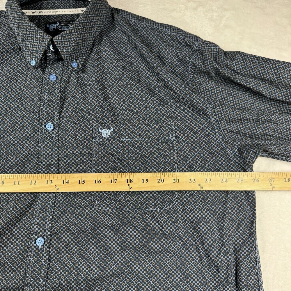 Cowboy Hardware Shirt Mens 2XL Graphic Blue Geometric Long‎ Sleeve Western - Picture 13 of 14